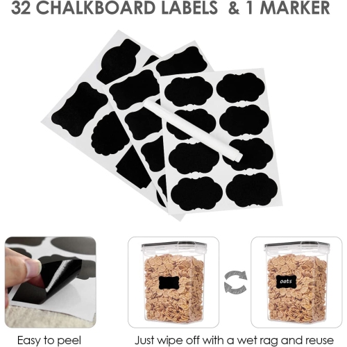 Ensemble de contenants pour aliments de 32 pièces : contenants hermétiques en plastique sans BPA avec couvercles pour l'organisation de la cuisine et