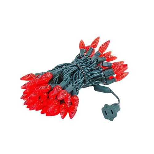 NOVELTY LIGHTS LLC  Novelty Lights 24 Feet 70 Led True Twinkle Outdoor Christmas String, 100% Twinkle C6 Strawberry Led Lights On Wire, Commercial