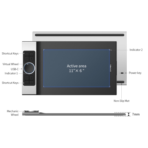 XPPen Deco Pro MW 11x6 Inch Pen Drawing Tablet Bluetooth 5.0 