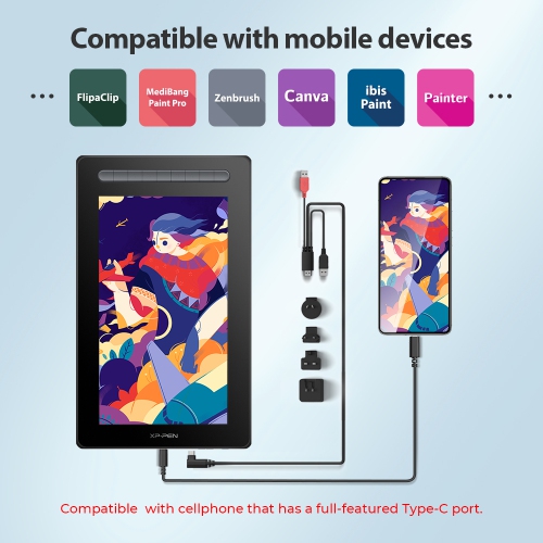 Écran de tablette à dessin entièrement laminé de 13,3 po avec 9 touches de raccourci 2 Elite Smart Stylus de XPPen Artist 13