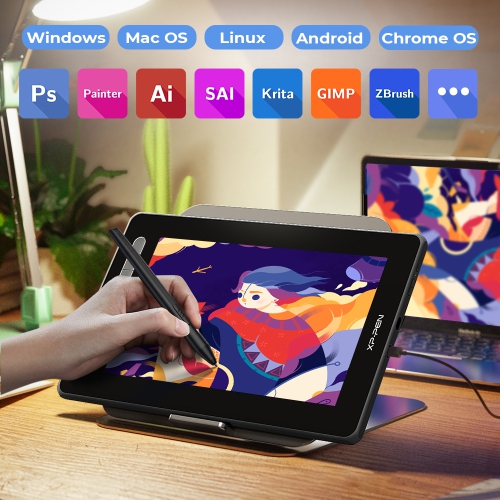 Écran de tablette à dessin entièrement laminé de 13,3 po avec 9 touches de raccourci 2 Elite Smart Stylus de XPPen Artist 13