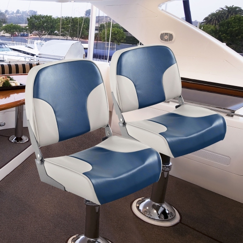 Costway 2-Piece Folding Boat Seat Set with Sponge Padding & Aluminum Hinges Low Back