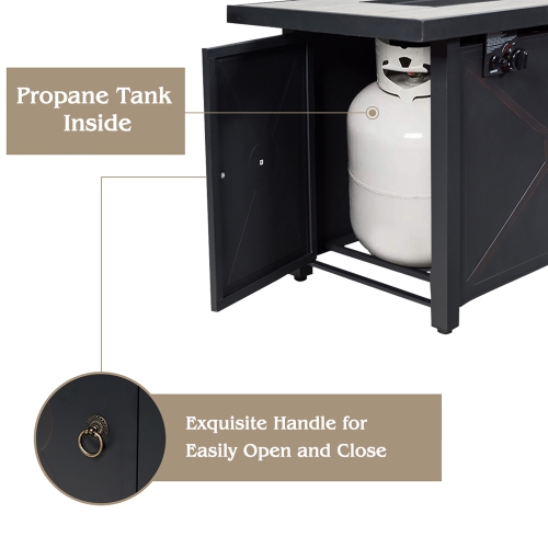Table d'extérieur rectangulaire à foyer au gaz avec table en céramique 60.000 BTU de Costway idéale pour la piscine extérieure