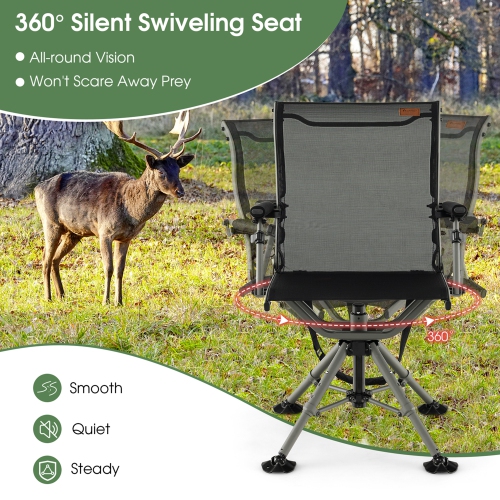 Costway 360 Degree Silent Swivel Hunting Chair w/ All-terrain Feet Pads Support 400 LBS