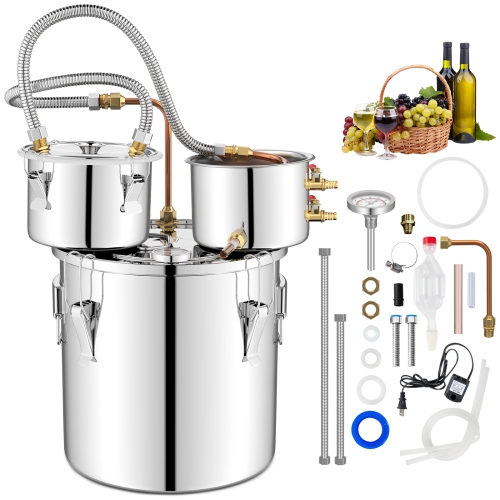 Costway Alcohol Still 5 Gal Stainless Steel Water Alcohol Distiller with Thermometer 3 Pots