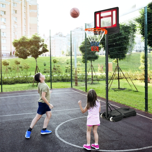 Costway Kids Basketball Hoop Portable Backboard System with Adjustable Height Ball Storage
