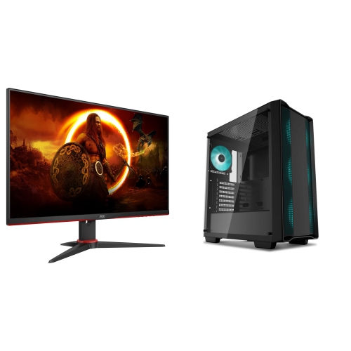 Zonic Gaming PC Combo- Intel i7-12700, GeForce RTX 4060 Ti, 32GB RAM, 1TB NVMe M.2, Windows 11 Home, AOC 24G2E FHD WLED Gaming Monitor, Gaming Keyboa