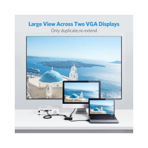 UGREEN VGA 1 in x 2 out Splitter VGA Male To 2 VGA Female Monitor 3ft, Black