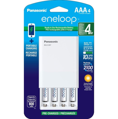 Panasonic – Chargeur de batterie Eneloop Individual avec technologie de chargement portatif et piles rechargeables AAA Eneloop