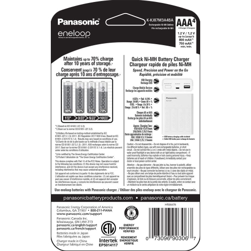 Panasonic – Chargeur de batterie Eneloop Individual avec technologie de chargement portatif et piles rechargeables AAA Eneloop