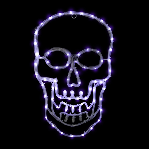 LED Lighted 4 Function Skull Halloween Window Decoration - 18"