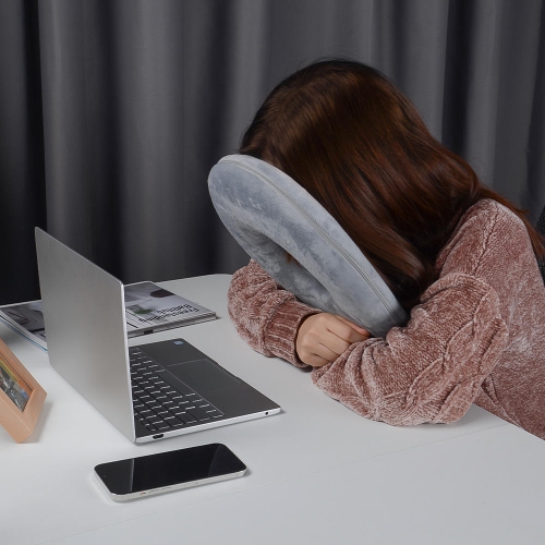 24 inch Ergonomic Face Down Pillow and Back Pillow, Grey Memory Foam Nap Pillow for Car Office Chair Back Support Cushion