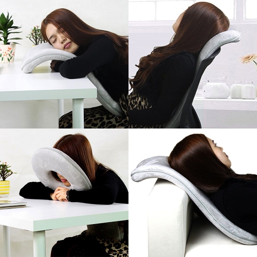 24 inch Ergonomic Face Down Pillow and Back Pillow, Grey Memory Foam Nap Pillow for Car Office Chair Back Support Cushion