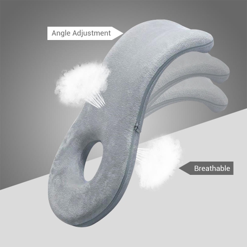 24 inch Ergonomic Face Down Pillow and Back Pillow, Grey Memory Foam Nap Pillow for Car Office Chair Back Support Cushion
