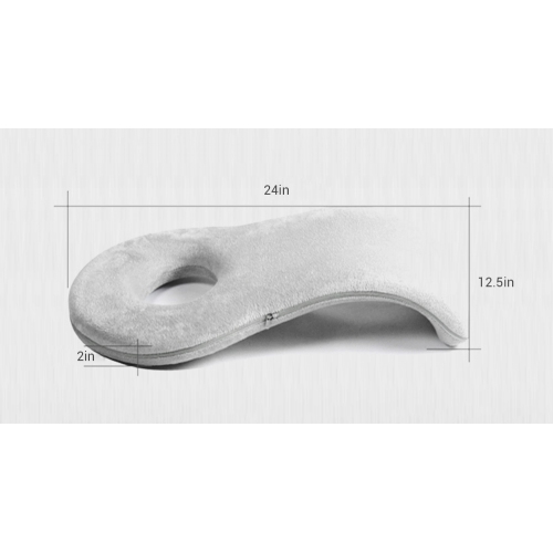 24 inch Ergonomic Face Down Pillow and Back Pillow, Grey Memory Foam Nap Pillow for Car Office Chair Back Support Cushion