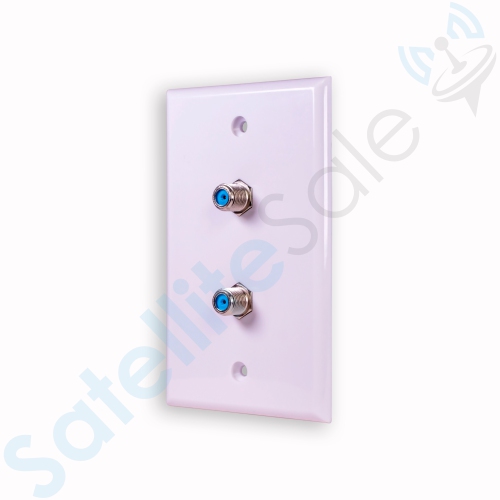 SATELLITESALE  Coaxial Wall Plate Female to Female F-Type Rg-6 2.4Ghz Universal Connector With Screws And A Wall Bracket Included In White