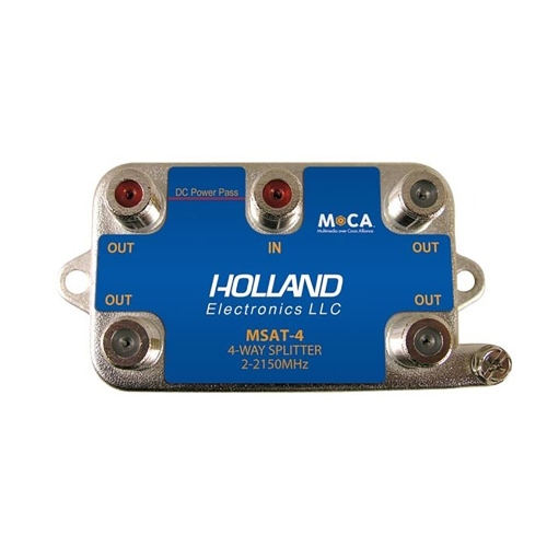 HOLLAND  Splitter, 4-Way, Moca Enabling, 2-2150Mhz, Direct Tv Approved