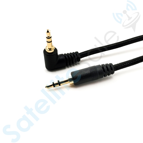 SatelliteSale Auxiliary 3.5mm Right Angle Audio Jack Male to Male Digital Stereo Aux Cable Universal Wire Black Nylon Cord 15 feet