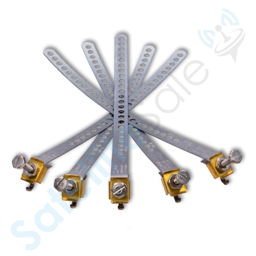 SatelliteSale Galvanized Steel Grounding Strap 12" Flexible and Adjustable Pack of 10 Pieces