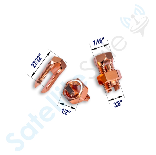 Connecteurs à boulon fendu en laiton plaqué cuivre haute conductivité homologués UL, SatelliteSale, taille 8