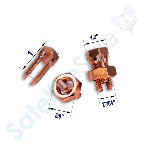 Connecteurs à boulon fendu en laiton plaqué cuivre haute conductivité homologués UL, SatelliteSale, taille 6