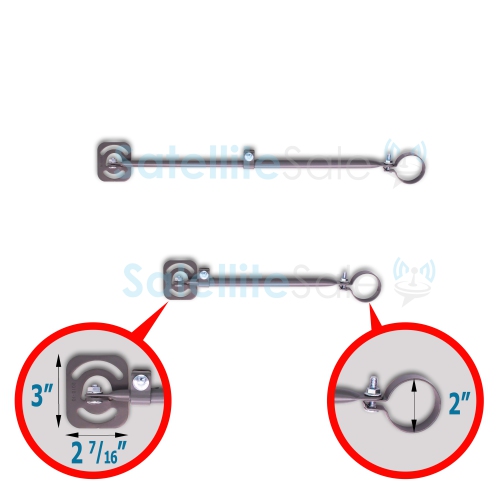 SatelliteSale Universal 2 Support Arms Adjustable Telescopic Monopoles Braces with Screws and Mastic Pitch Pads Short 19" and Long 33"