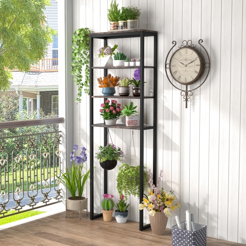 Topbuy par-dessus le support de rangement de toilette industriel à 4 niveaux avec pieds réglables et dispositifs antirenversement