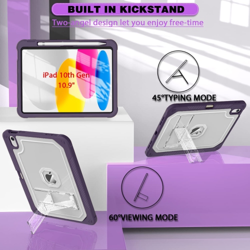 New ZoneFoker Case for iPad 10th Generation 10.9 inch 2022, Heavy Duty Shockproof Rugged Protective with Pencil Holder