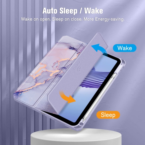 Hybrid Slim Case for iPad 10th Generation 10.9 Inch Tablet - Built-in Pencil Holder Shockproof Cover with Clear Transparent Back Shell, Auto