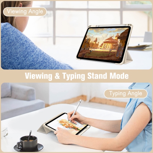 Hybrid Slim Case for iPad 10th Generation 10.9 Inch Tablet - Built-in Pencil Holder Shockproof Cover with Clear Transparent Back Shell, Auto