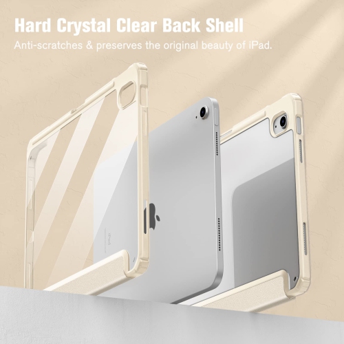 Hybrid Slim Case for iPad 10th Generation 10.9 Inch Tablet - Built-in Pencil Holder Shockproof Cover with Clear Transparent Back Shell, Auto