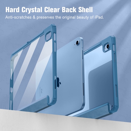 Hybrid Slim Case for iPad 10th Generation 10.9 Inch Tablet - Built-in Pencil Holder Shockproof Cover with Clear Transparent Back Shell, Auto