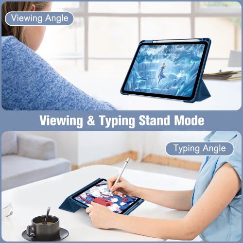 Hybrid Slim Case for iPad 10th Generation 10.9 Inch Tablet - Built-in Pencil Holder Shockproof Cover with Clear Transparent Back Shell, Auto