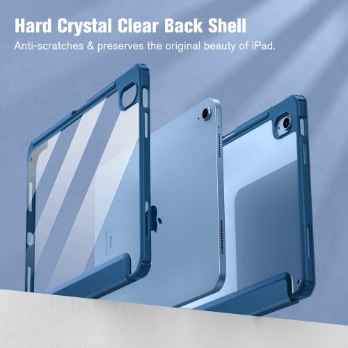 Hybrid Slim Case for iPad 10th Generation 10.9 Inch Tablet - Built-in Pencil Holder Shockproof Cover with Clear Transparent Back Shell, Auto