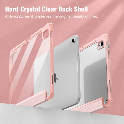 Étui hybride mince pour tablette iPad 10th génération 10,9 po - Étui antichoc avec porte-crayon intégré et coque arrière transparente, Auto