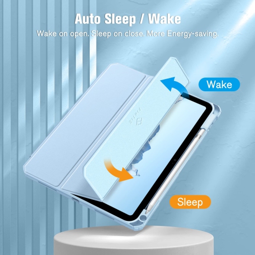 Hybrid Slim Case for iPad 10th Generation 10.9 Inch Tablet - Built-in Pencil Holder Shockproof Cover with Clear Transparent Back Shell, Auto