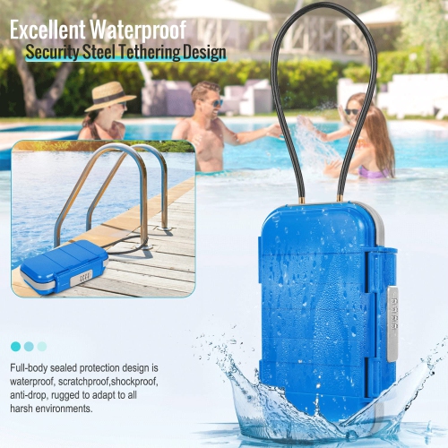 Travel Safe Portable Beach Safe Box Small Combination Safe Anti-Theft Lock Box Safe Waterproof Mini Security Case with Removable Wire Rope Security