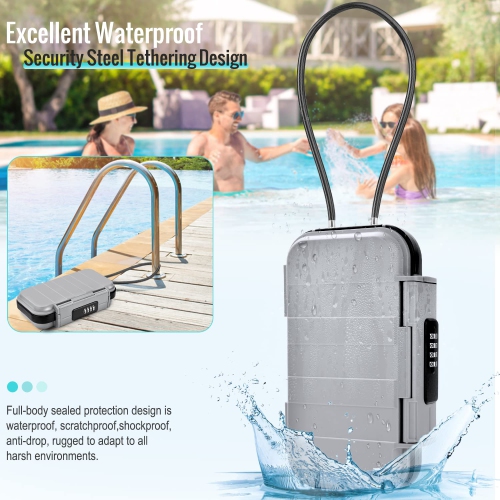 Coffre-fort portatif à combinaison petit coffre-fort antivol coffre-fort coffre-fort étanche de voyage Safe avec câble amovible de sécurité