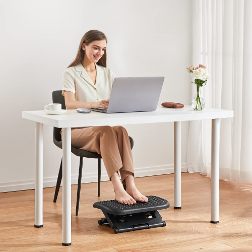 Adjustable Footrest Under Desk - Ergonomic Foot Rest with 3 Height Position - 30 Degree Tilt Angle Adjustment for Home, Office, Non-Skid Massage