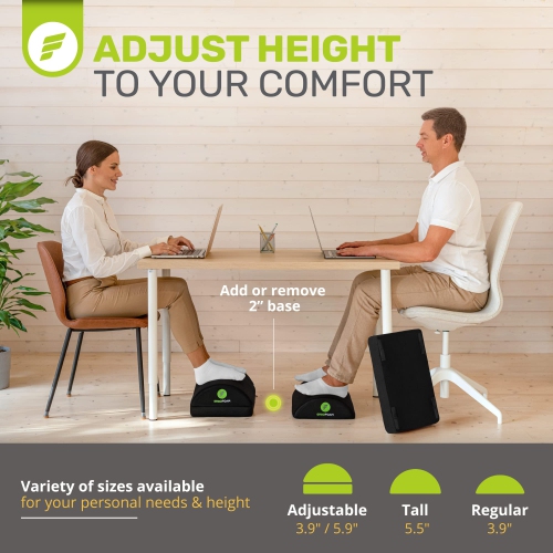 Adjustable Foot Rest Under Desk for Added Height | Large Premium Velvet Soft Foam Footrest for Desk | Most Comfortable Desk Foot Rest in The World