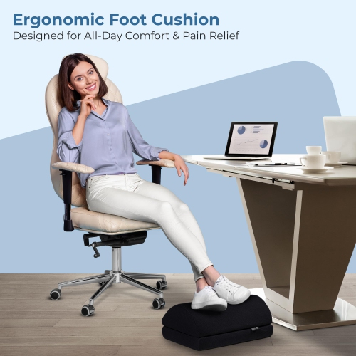 Foot Rest Under Desk Cushion - Adjustable Height 15cm - Ergonomic Half-Cylinder Pad for Extra Leg Support - Breathable Mesh Cover - Non-Slip Bottom -