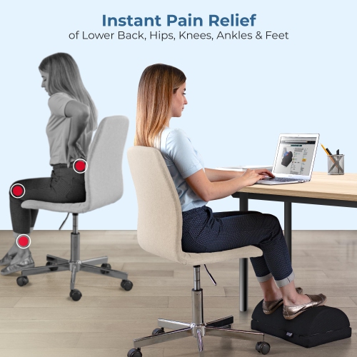 Foot Rest Under Desk Cushion - Adjustable Height 15cm - Ergonomic Half-Cylinder Pad for Extra Leg Support - Breathable Mesh Cover - Non-Slip Bottom -