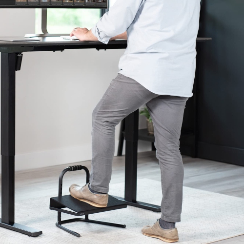 Black Ergonomic Height Adjustable Standing Foot Rest Relief Platform for Standing Desks STAND-FT01