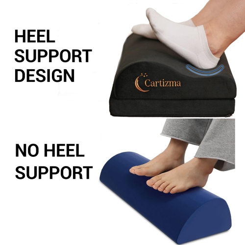 Ergonomic Foot Rest for Under Desk at Work - Wavy Shaped for Heel Support, Memory Foam, Anti-Slip, Washable Cover - Office & Gaming Footrest, Back &