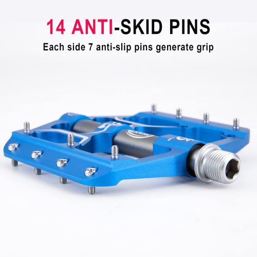 Road/Mountain Bike Pedals - 3 Bearings 9/16” Aluminum Alloy Bicycle Pedals - Mountain Bike Pedal with Removable Anti-Skid Nails …