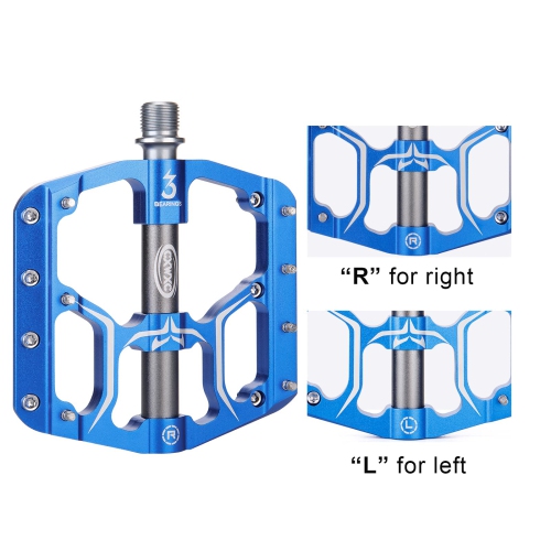 Road/Mountain Bike Pedals - 3 Bearings 9/16” Aluminum Alloy Bicycle Pedals - Mountain Bike Pedal with Removable Anti-Skid Nails …