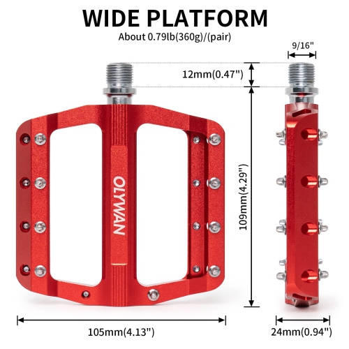 Mountain Bike Pedals MTB Bicycle Platform Bicycle Flat Pedals 9/16" CNC Alloy Durable Bearing Pedals for Most Bikes BMX MTB Road Bicycle