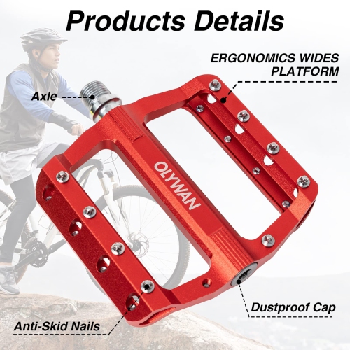 Mountain Bike Pedals MTB Bicycle Platform Bicycle Flat Pedals 9/16" CNC Alloy Durable Bearing Pedals for Most Bikes BMX MTB Road Bicycle