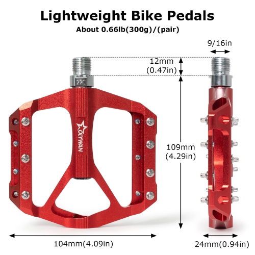 Mountain Bike Pedals MTB Bicycle Platform Bicycle Flat Pedals 9/16" CNC Alloy Durable Bearing Pedals for Most Bikes BMX MTB Road Bicycle