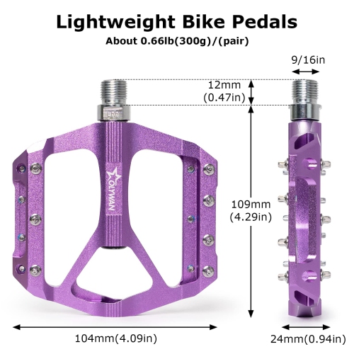 Mountain Bike Pedals MTB Bicycle Platform Bicycle Flat Pedals 9/16" CNC Alloy Durable Bearing Pedals for Most Bikes BMX MTB Road Bicycle